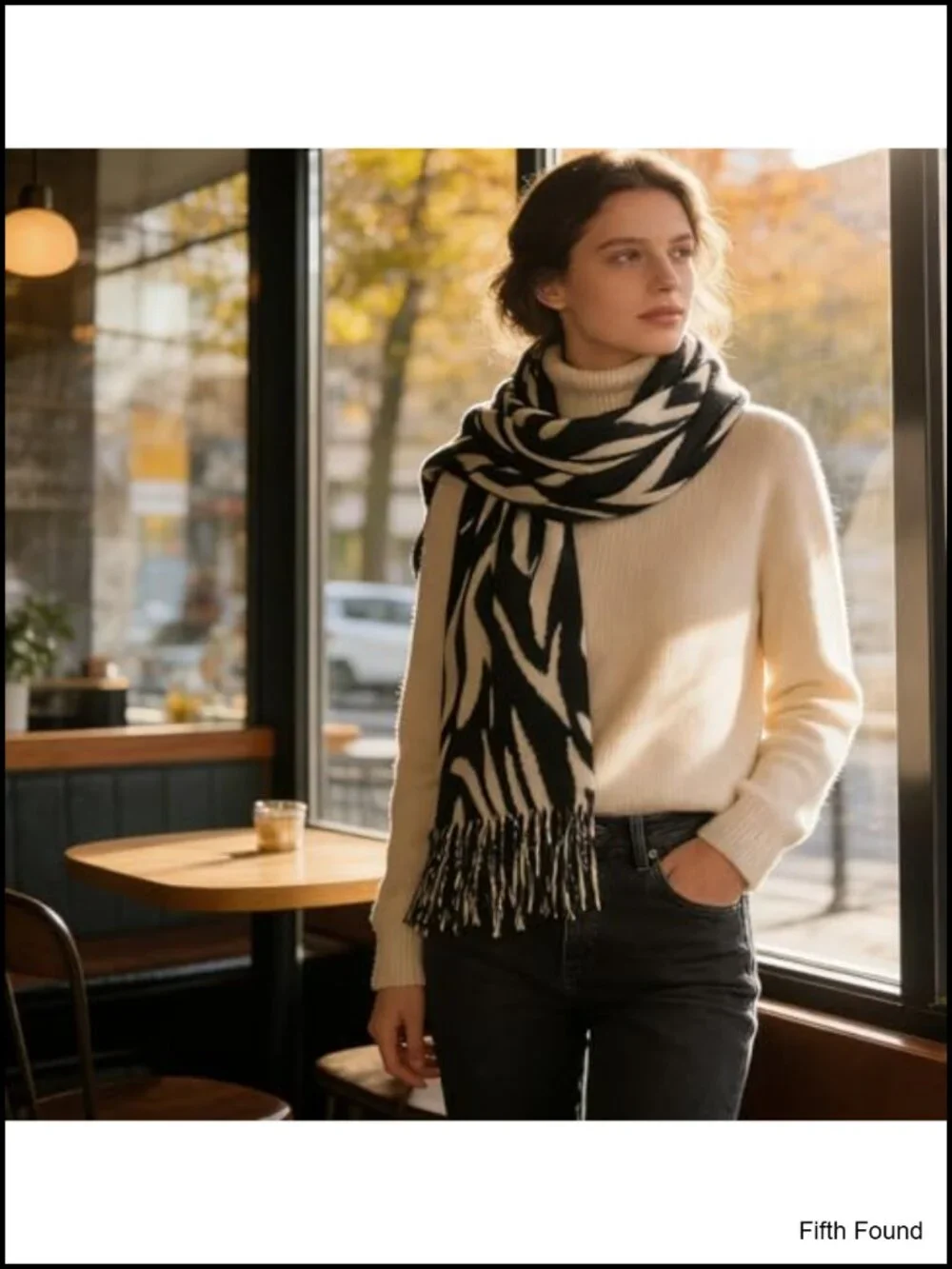 Womens Winter Zebra Print Scarf Warm Soft Blanket Shawl Wrap with Tassels